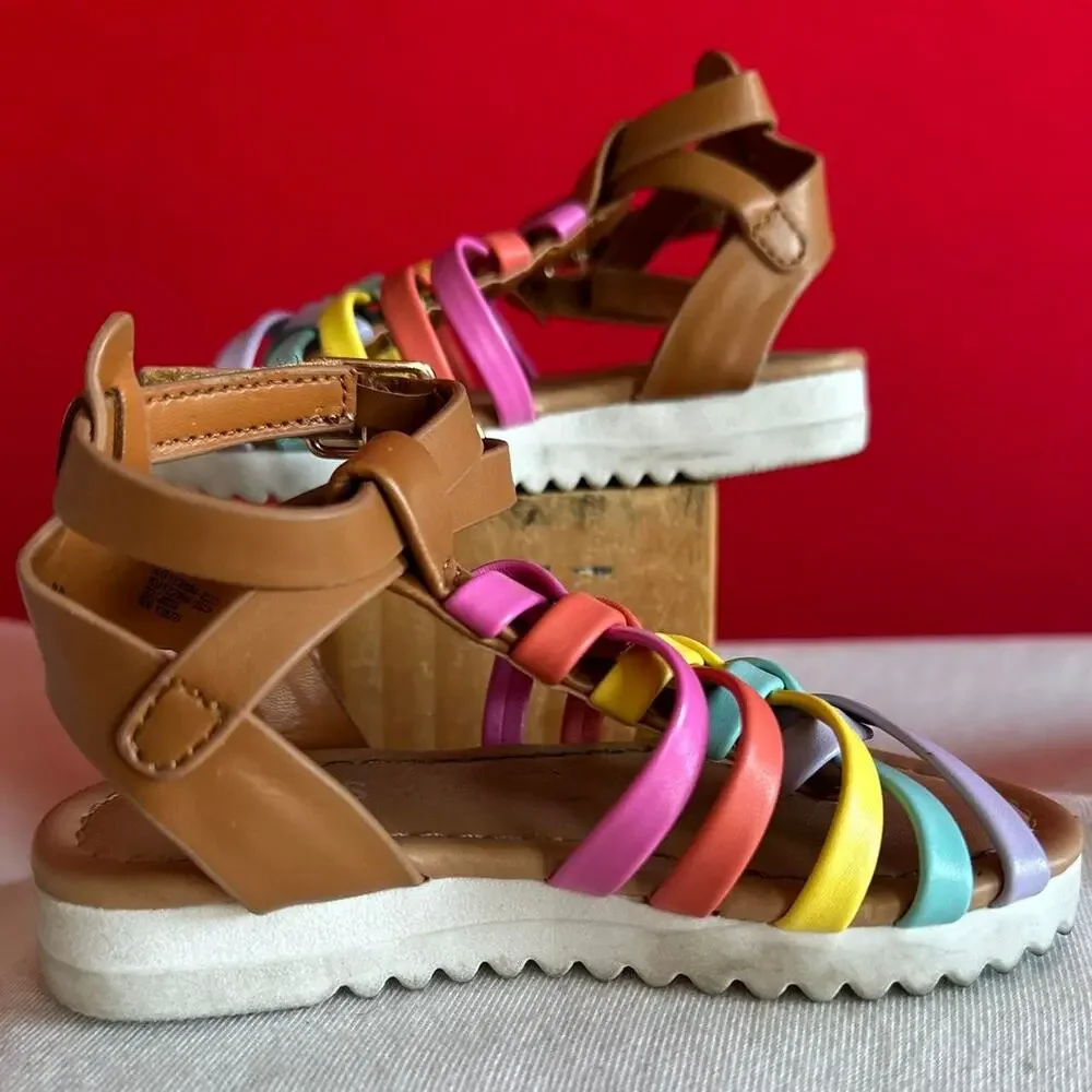 Toddler Sandals Size 5 Rainbow Summery Straps Buckles Vacation Resort Travel